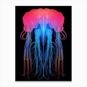 Upside Down Jellyfish Neon Illustration 3 Canvas Print