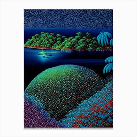 Palau Pointillism Style Tropical Destination Canvas Print