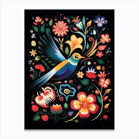Folk Bird Illustration Hummingbird 2 Canvas Print