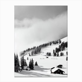 Laax, Switzerland Black And White Skiing Poster Canvas Print