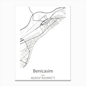 Benicasim,Spain Minimalist Map Canvas Print