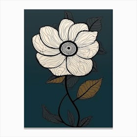 Line Art Sunflower Flowers Illustration Neutral 10 Canvas Print