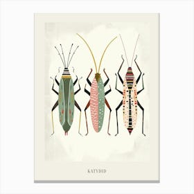 Colourful Insect Illustration Katydid 5 Poster Canvas Print