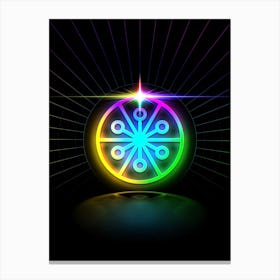 Neon Geometric Glyph Abstract in Candy Blue and Pink with Rainbow Sparkle on Black n.0292 Canvas Print