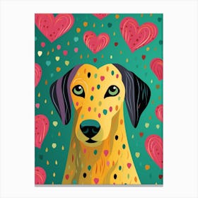 Spotty Geometric Heart Dog Canvas Print