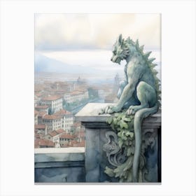 Gargoyle Watercolour In Florence Canvas Print