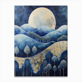 Moonlight Over The Hills Style Abstract Canvas Print