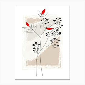 Abstract Tree With Red Leaves Canvas Print