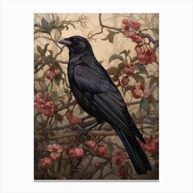 Dark And Moody Botanical Crow 2 Canvas Print