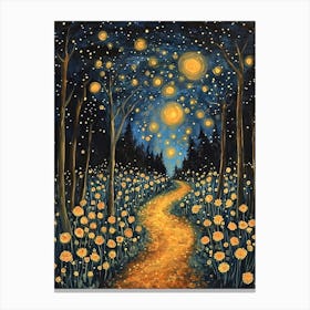 Gustav Klimt Print Starry Night Forest Trees Painting Klimt Exhibition Poster Painting Decor Full Canvas Print