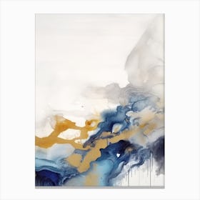 Watercolour Abstract Blue And Gold 4 Canvas Print