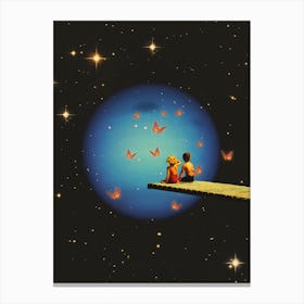 Two Children Looking At The Stars Canvas Print