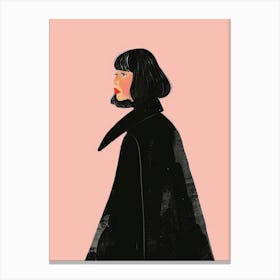 Woman In Black Coat 4 Canvas Print