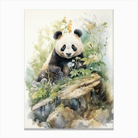 Panda Art Solving Puzzles Watercolour 4 Canvas Print
