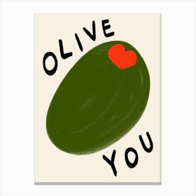 Olive You Cream Canvas Print