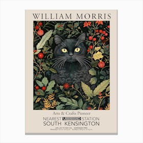 William Morris Prints Black Cat Portrait Christmas Gift Winter Vintage Canvas Print