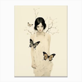 portrait of a butterfly woman Canvas Print