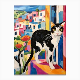 Painting Of A Cat In Athens Greece 3 Canvas Print