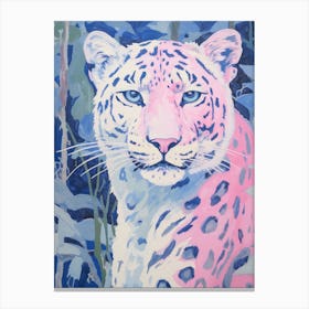 Playful Illustration Of Snow Leopard For Kids Room 3 Canvas Print