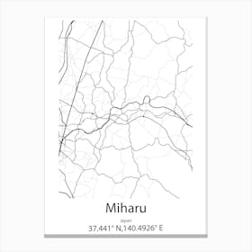 Miharu,Japan Minimalist Map Stampe su tela