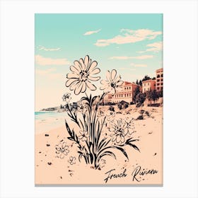 French Riviera Postcard Flowers Collage 1 Canvas Print