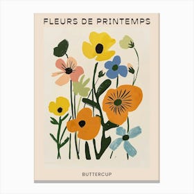Spring Floral French Poster  Buttercup 1 Canvas Print
