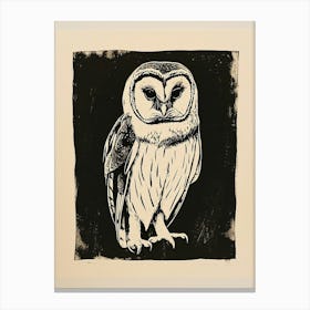 Australian Masked Owl Linocut Blockprint 3 Canvas Print