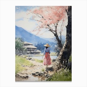 Kairakuen Japan Watercolour Painting 2 Canvas Print
