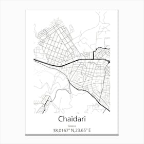 Chaidari,Greece Minimalist Map Canvas Print