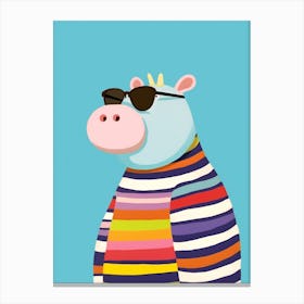 Little Hippo 2 Wearing Sunglasses Canvas Print