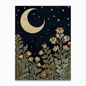 Landscape Moon In Forest Style William Morris 2 Canvas Print