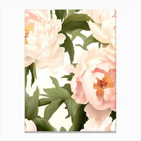 Peonies Seamless Pattern Canvas Print