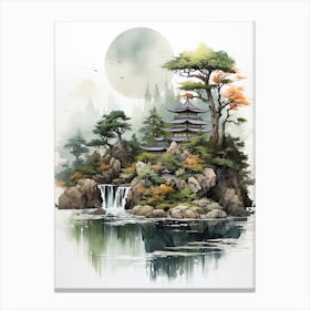 The Ogasawara Islands In Tokyo, Japanese Brush Painting, Ukiyo E, Minimal 4 Canvas Print
