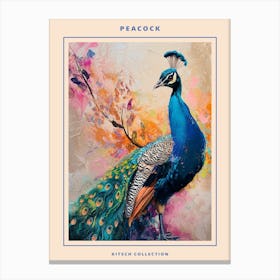 Peacock Brushstrokes Poster 2 Canvas Print