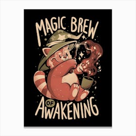 Magic Brew of Awakening - Funny Cute Wizard Red Panda Coffee Gift Canvas Print