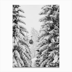 Gondola Lift In The Snow | Austria | Black and White | Canvas Print