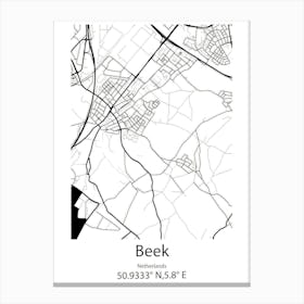 Beek En Donk,Netherlands Minimalist Map Canvas Print