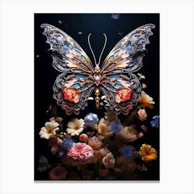 Butterfly With Flowers Canvas Print