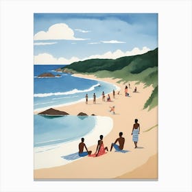 People On The Beach Painting (18) Canvas Print
