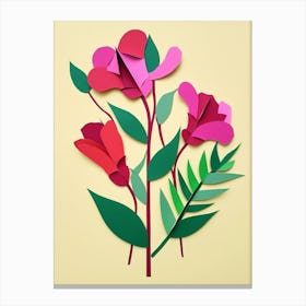 Cut Out Style Flower Art Sweet Pea 3 Canvas Print