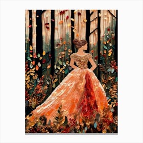 Autumn Girl In A Forest Canvas Print