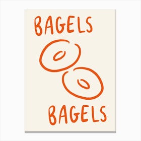 Bagels Bagels orange and cream kitchen Canvas Print