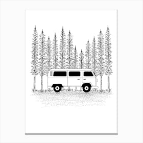 Campervan In The Woods Canvas Print
