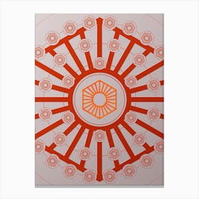 Geometric Abstract Glyph Circle Array in Tomato Red n.0249 Canvas Print