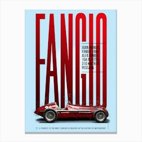 Juan Manuel Fangio Tribute, Alfa 158 Canvas Print