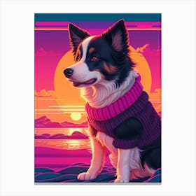 Border Collie Dog Sunset Canvas Print