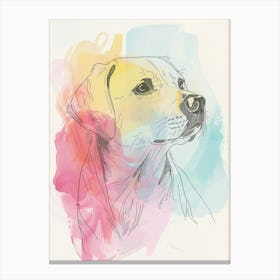 Labrador Dog Pastel Watercolour Line Drawing Canvas Print