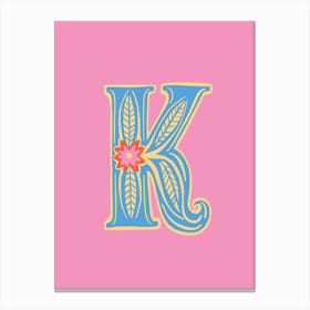 Letter K Typographic Canvas Print
