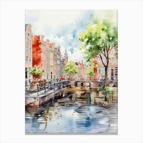 Watercolor Of Amsterdam Canvas Print