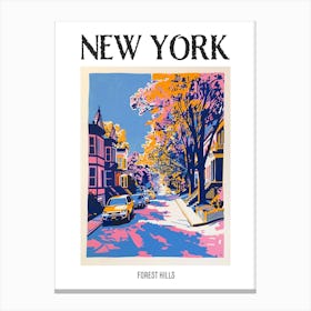 Forest Hills New York Colourful Silkscreen Illustration 3 Poster Canvas Print